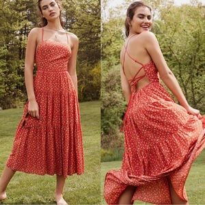 UO Sparks Fly Tiered Midi Dress